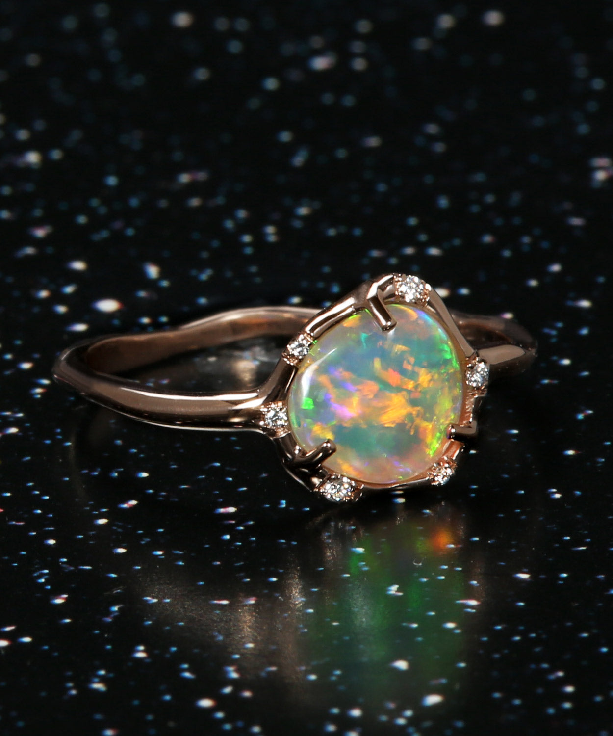 Cosmic Light Galactic Gem Crystal Opal Ring