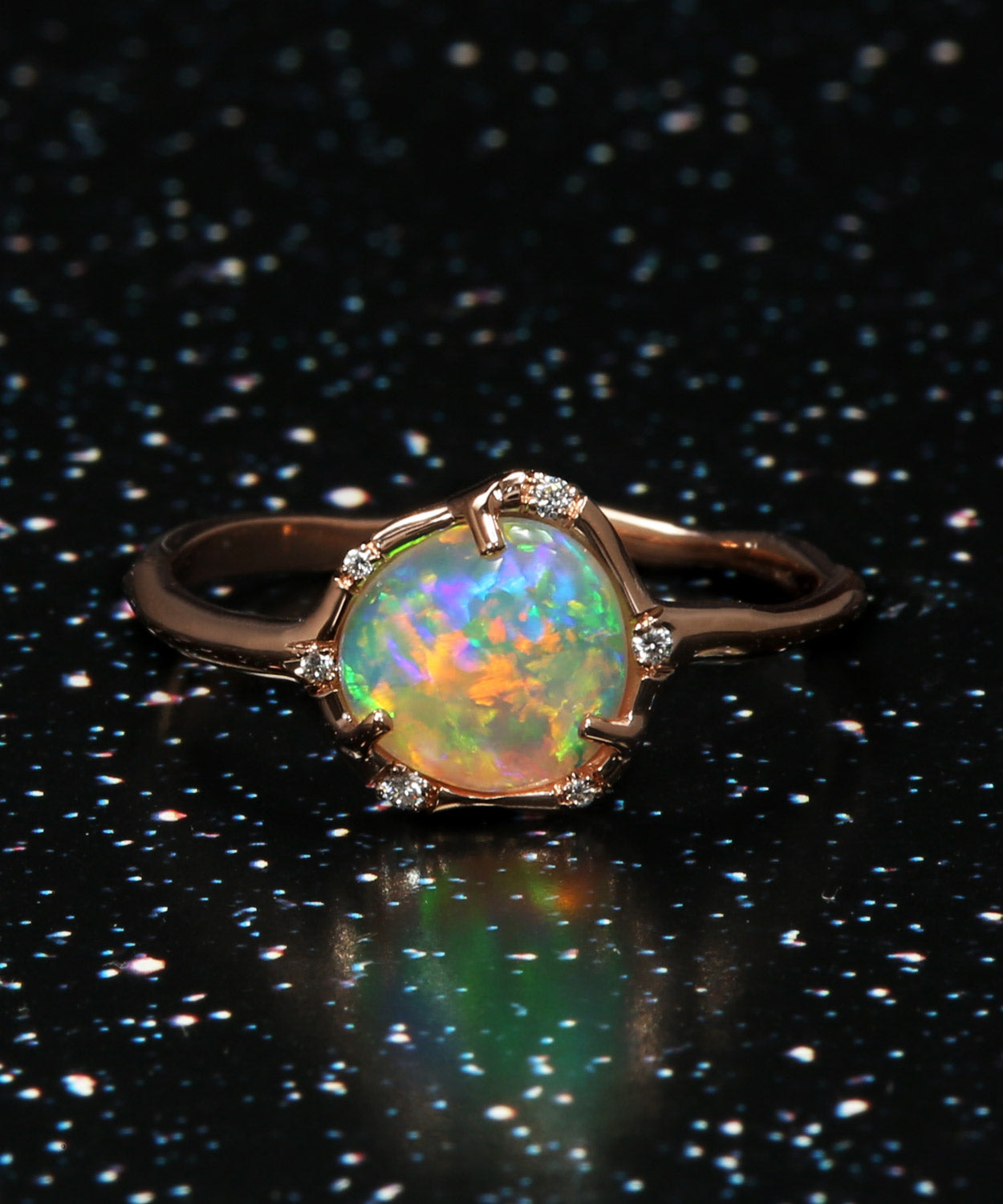 Cosmic Light Galactic Gem Crystal Opal Ring