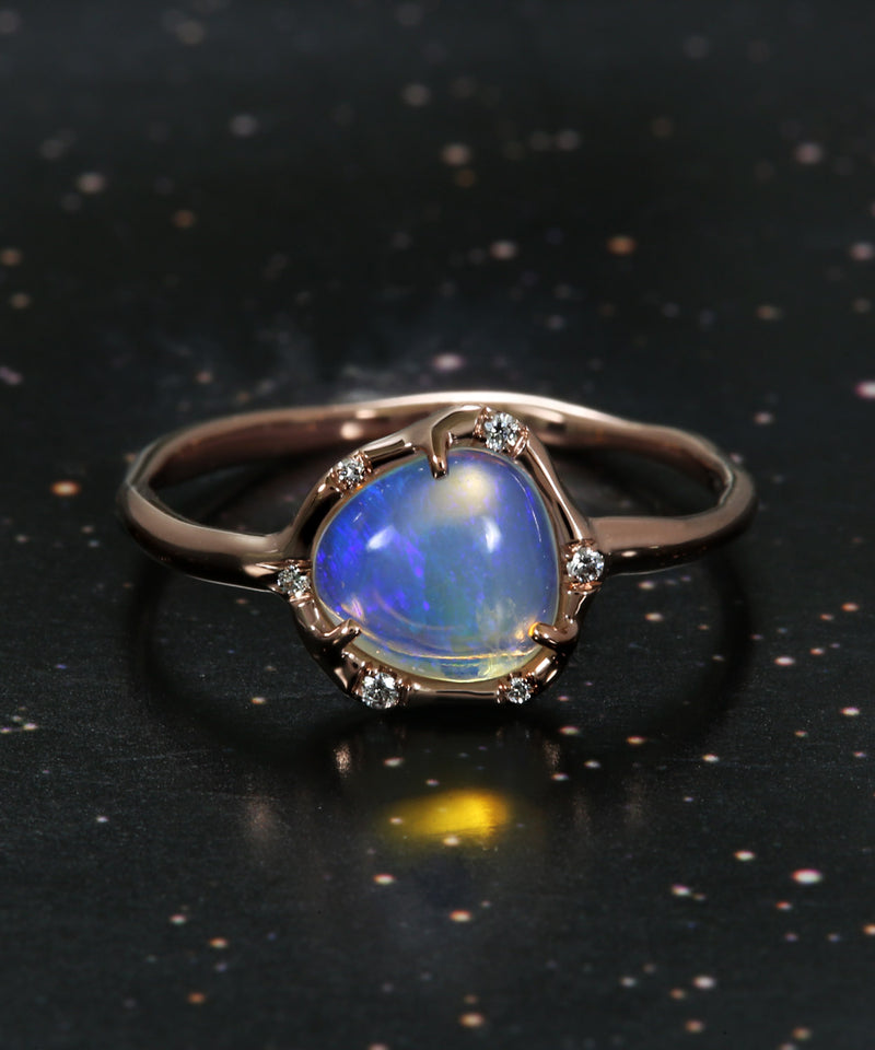 Cosmic Light Blue Crystal Opal Ring