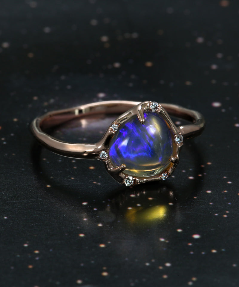 Cosmic Light Dark Crystal Flash Opal Ring
