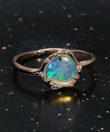 Cosmic Light Teal Earth Flash Crystal Opal Ring