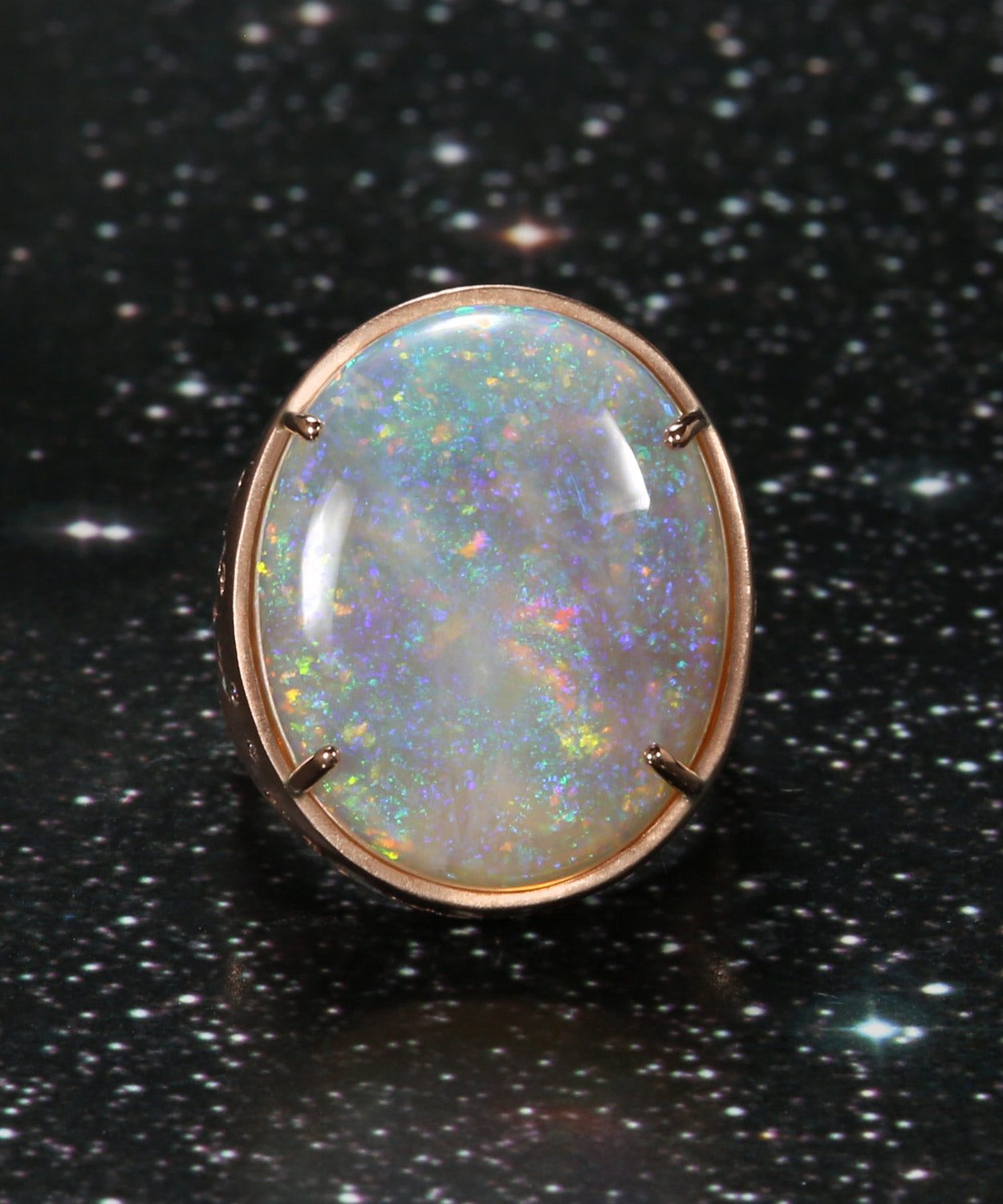 Glittering Crystal Opal Ring
