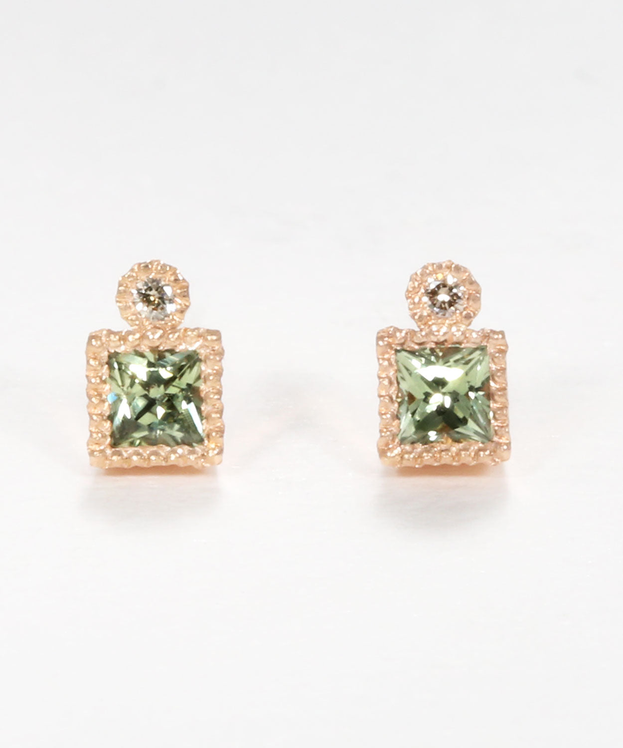 Green Sapphire Milgrain Studs