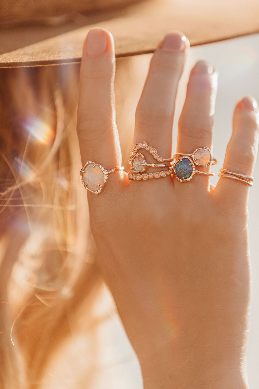 Stardust Semi Black Sunset Flash Opal Ring