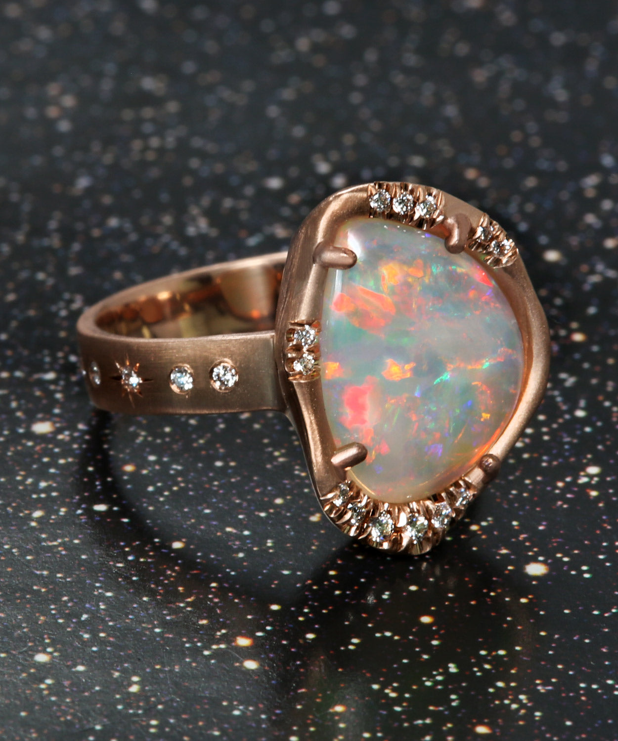 Marvolo Blinding Floral Sunset Flash Opal Ring