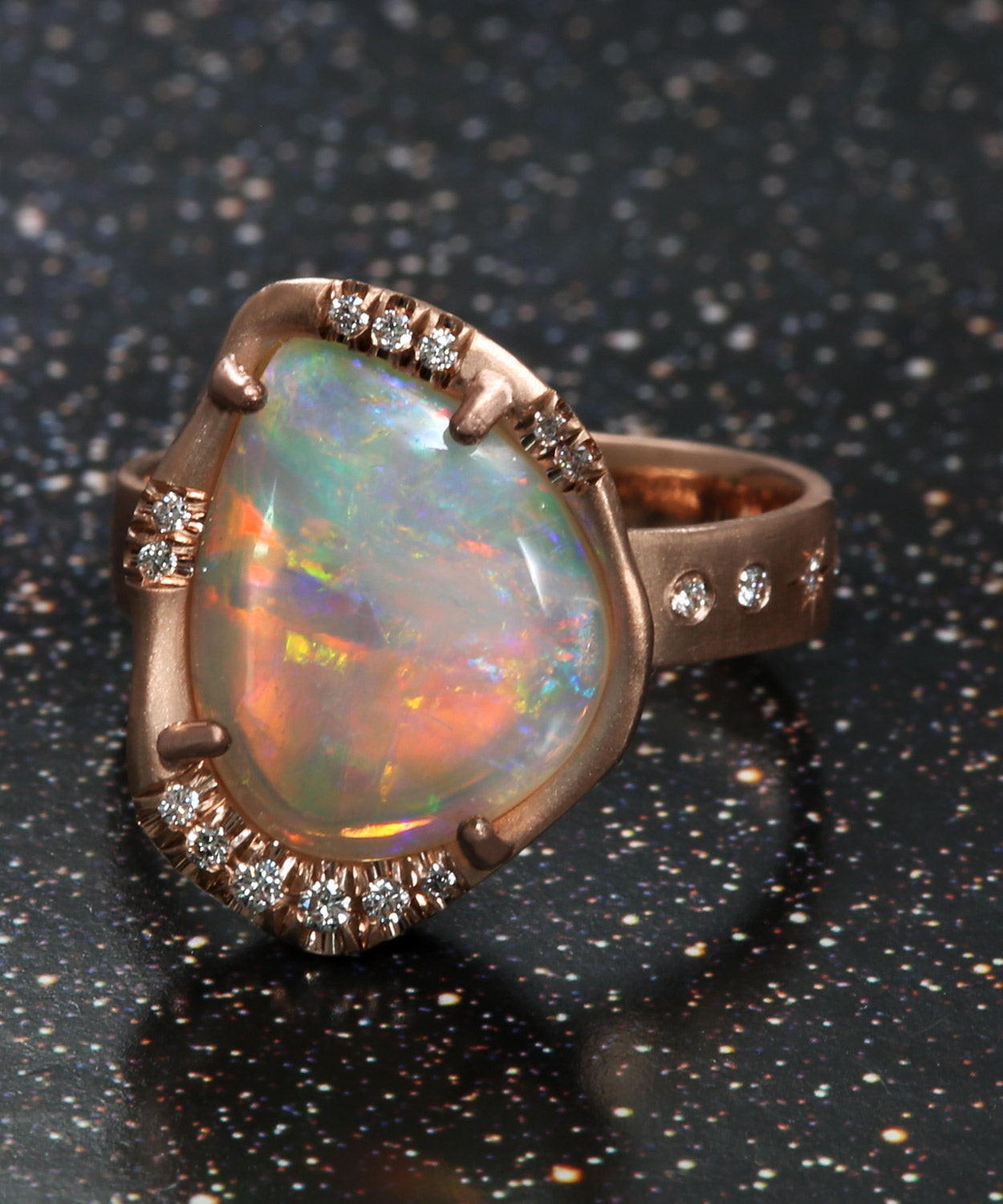Marvolo Blinding Floral Sunset Flash Opal Ring