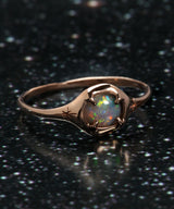 Crayon Flash Opal Moon Silhouette Ring