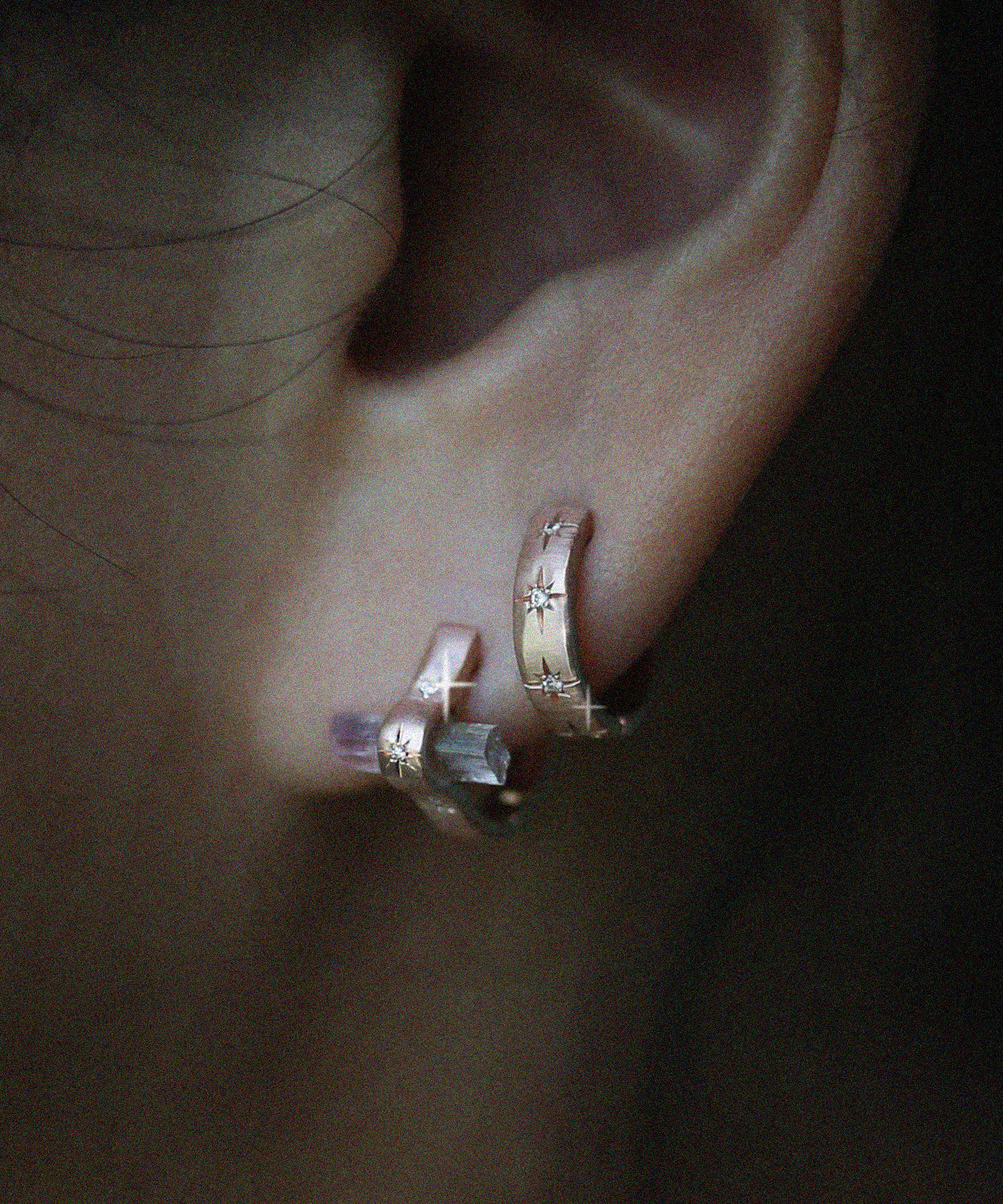 Pink Crystal Hoop Earring