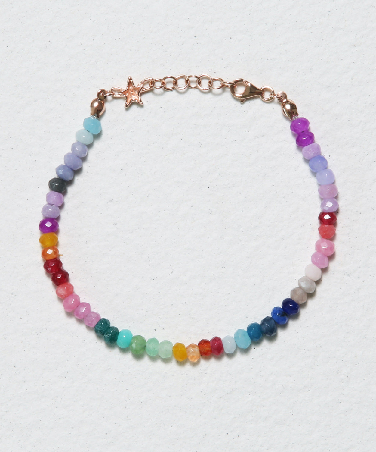Rainbow Jade Beaded Star Clasp Bracelet