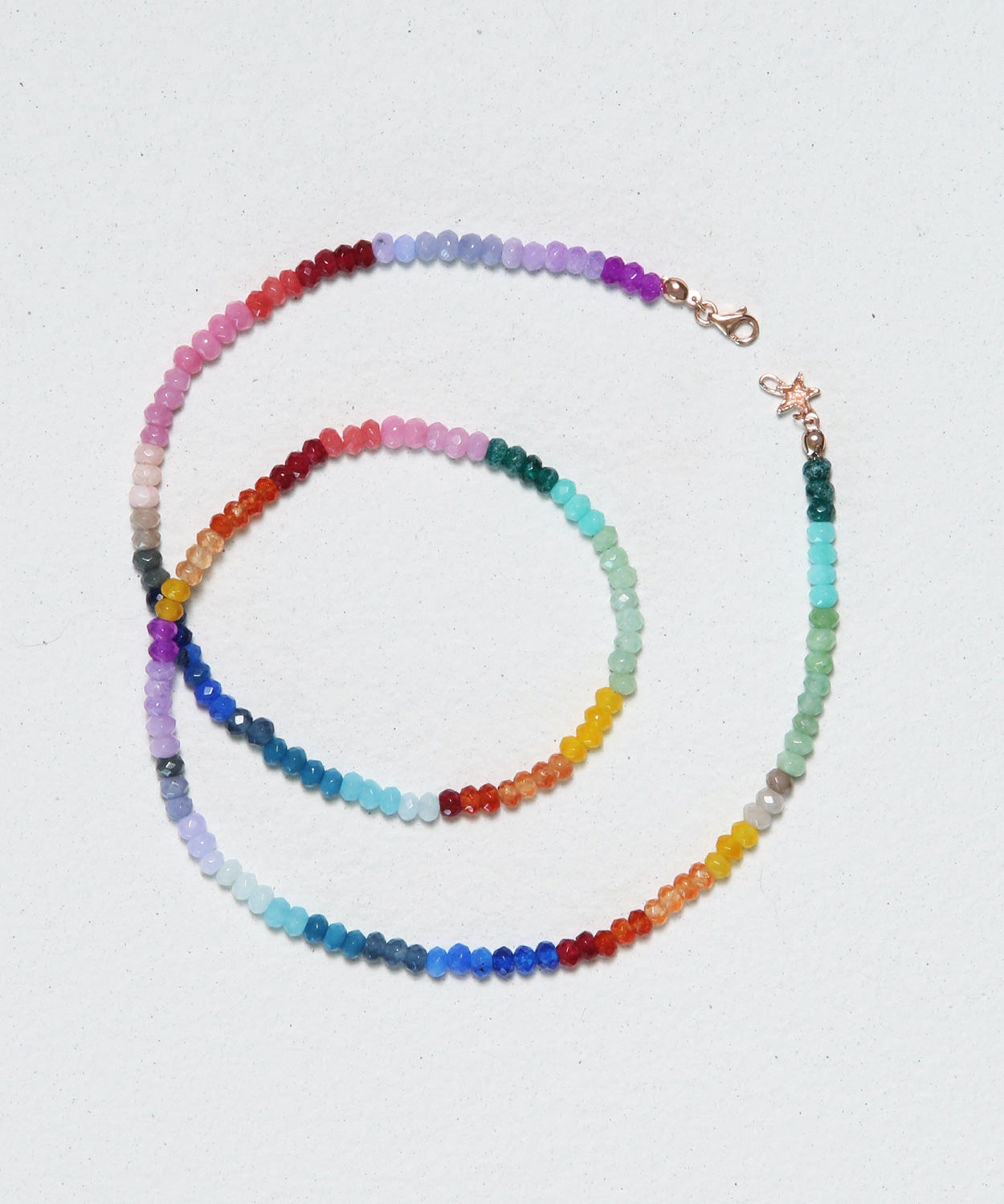 Rainbow Jade Beaded Star Clasp Necklace
