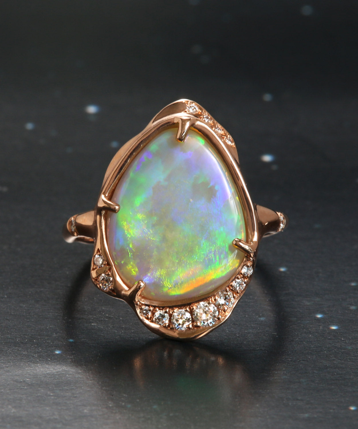 Shine Shadow Electric Paint Brush Opal Ring