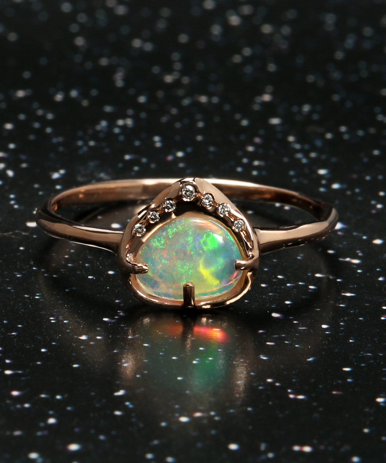 Sky Shower Pastel Green Crystal Opal Ring