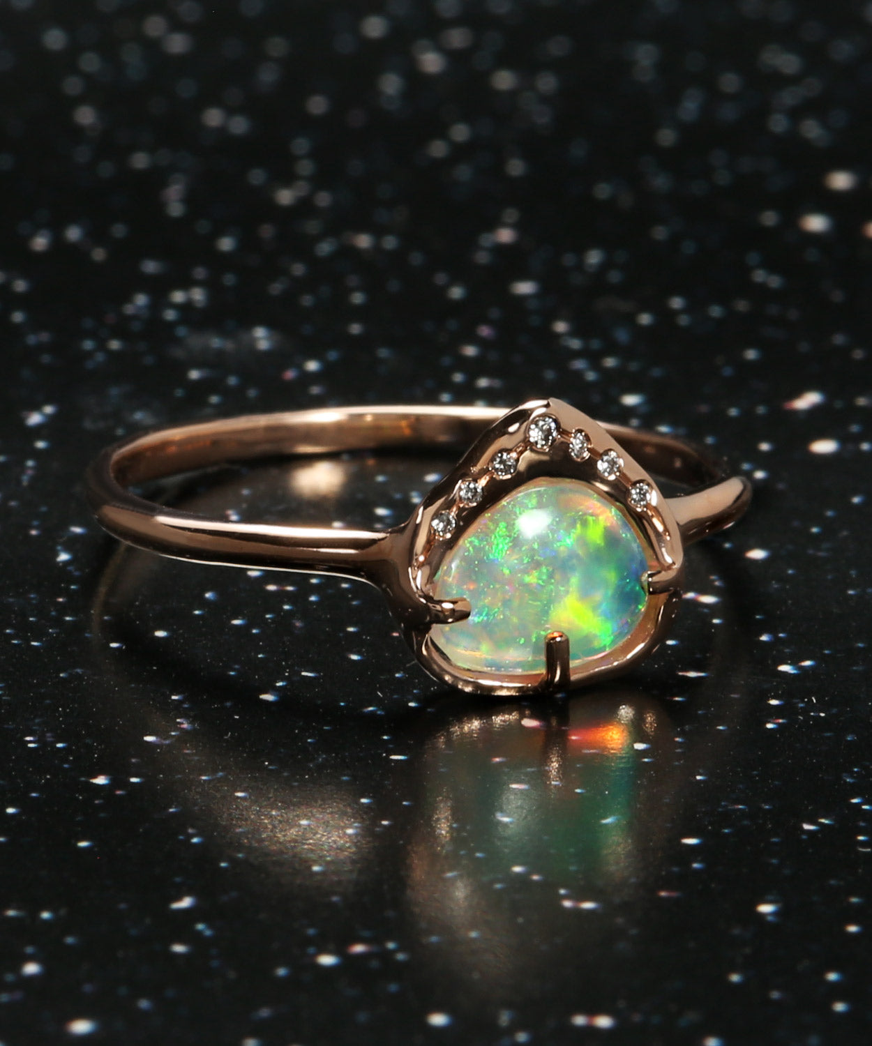 Sky Shower Pastel Green Crystal Opal Ring