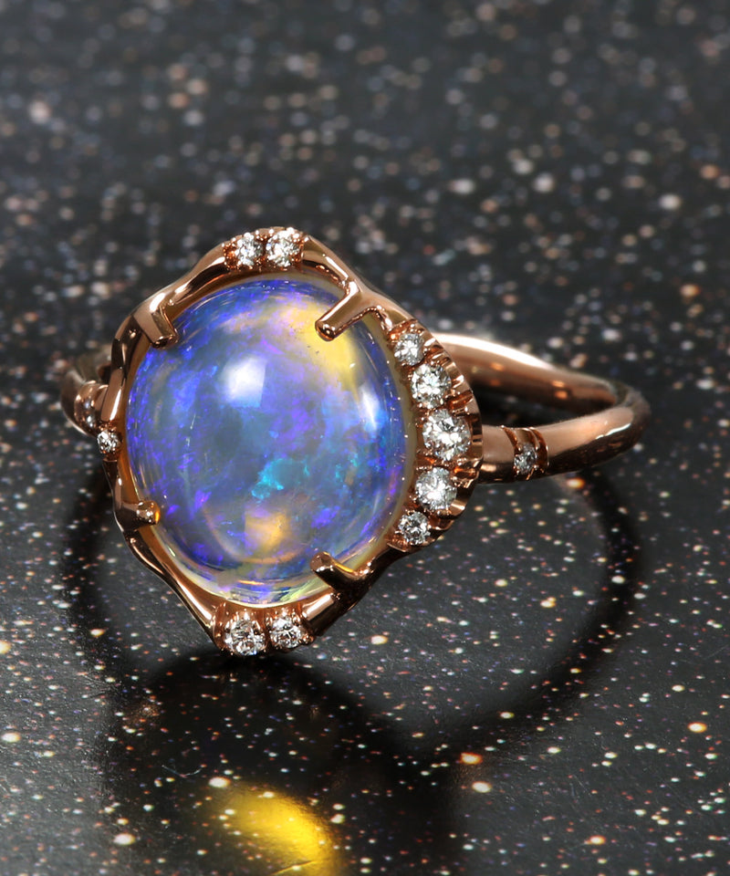 Stardust Midnight Dream Flash Crystal Opal Ring