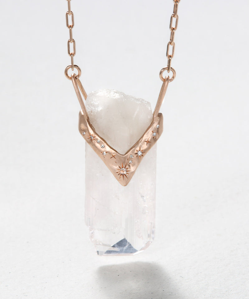 Melted V Shaped Healing Crystal Necklace