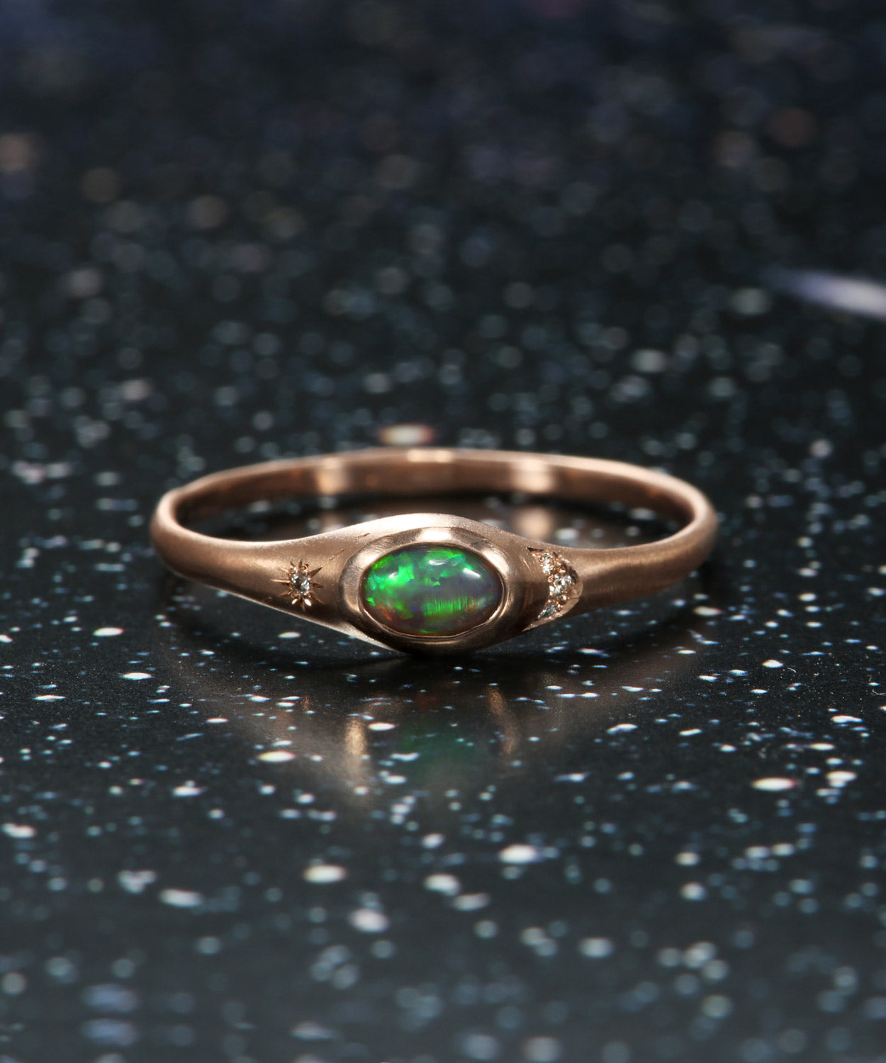 Dew Drop Forest Light Flash Opal Ring