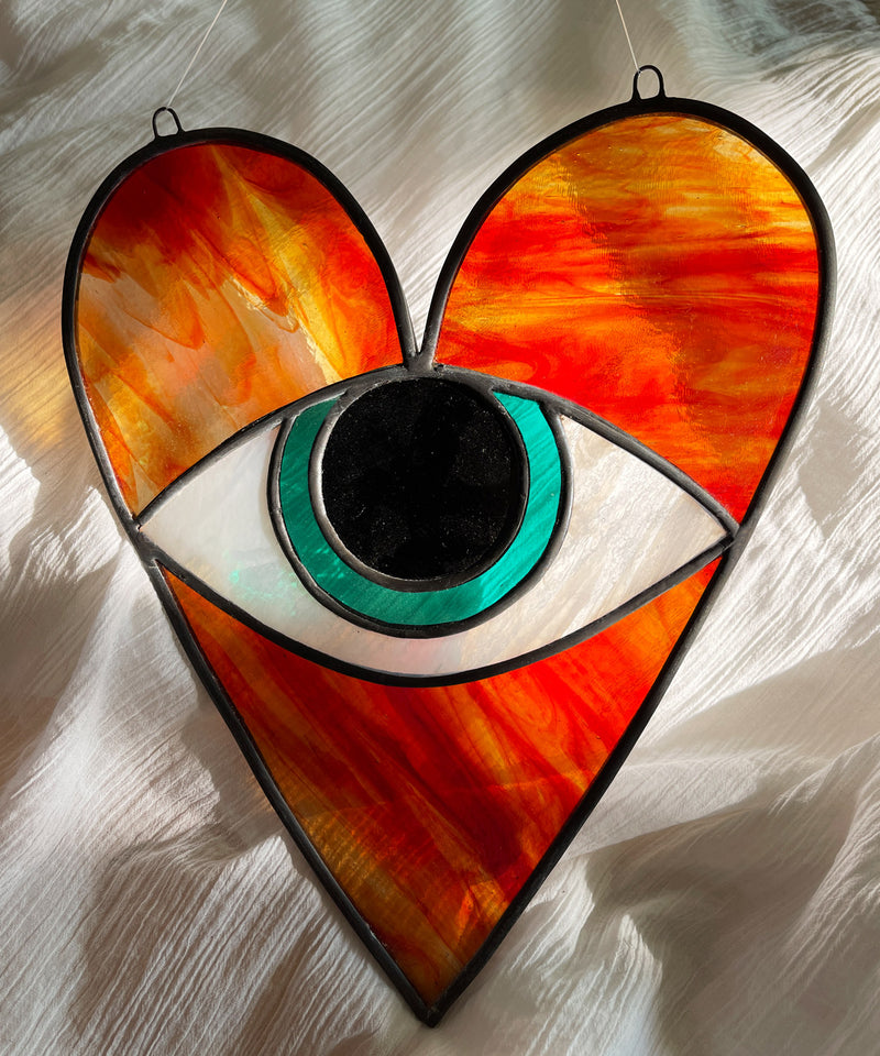 Handmade Heart and Eye Stained Glass
