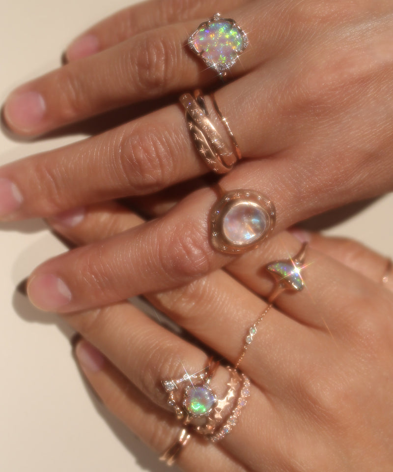 Nana Moon Transparent Crystal Opal Ring